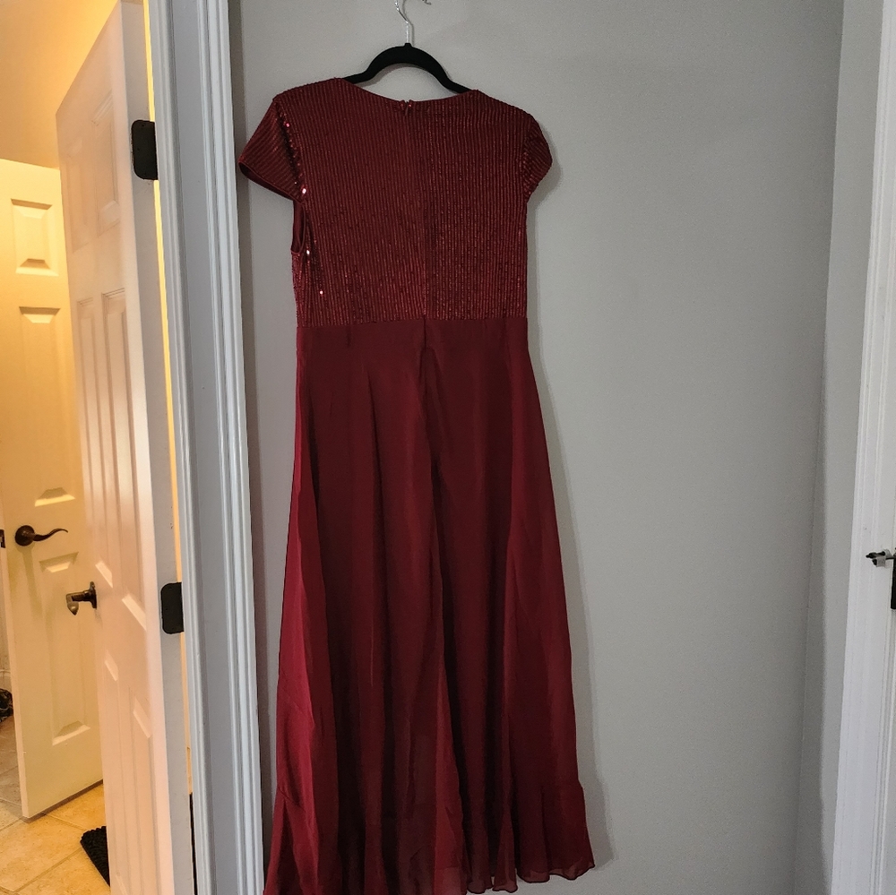Lace Ruffle Trim Wrap Hem Bridesmaid Dress
